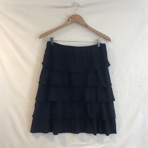 Garnet Hill Black Ruffle Skirt